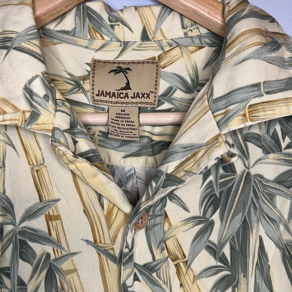 Jamaica Jaxx Mens Short Sleeve Silk Button Down Shirt Hawaiian Vacation Size M - Picture 5 of 8